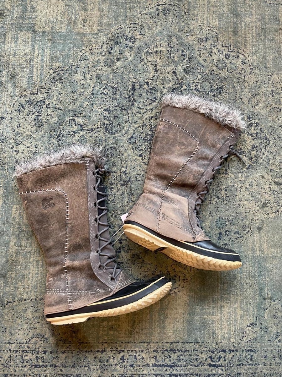sorel cate the great leather waterproof snow boots - good market thrift store