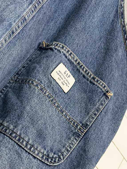 vintage 00s gap denim cut off short overalls