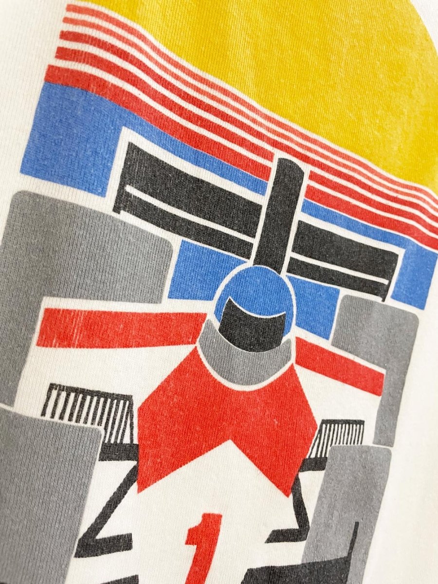 vintage 80s formula 1 racing long bib - good market thrift store