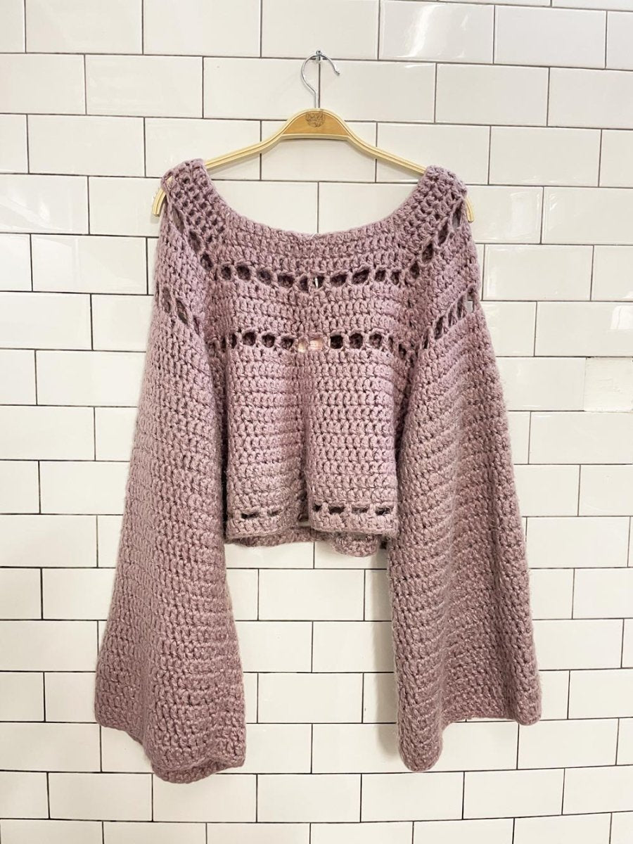 handknit chunky bell sleeve crop sweater - good market thrift store