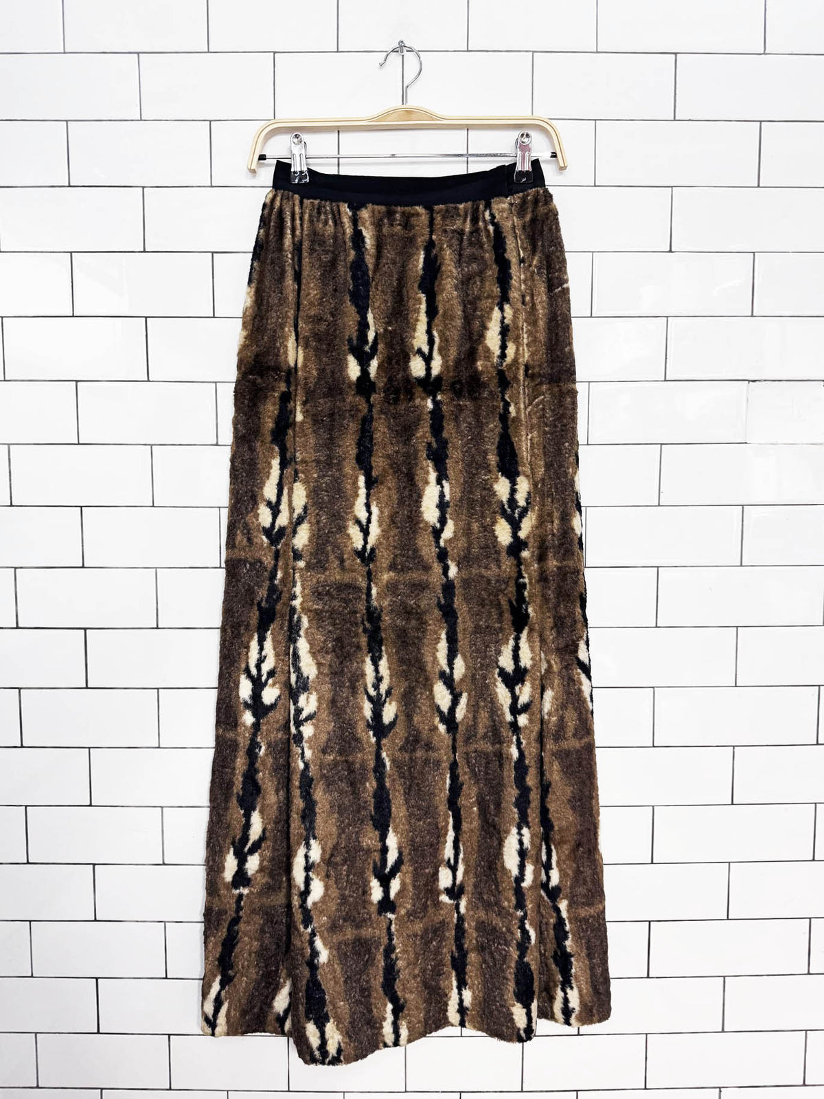 vintage 70s dynasty faux fur maxi skirt | talon zipper