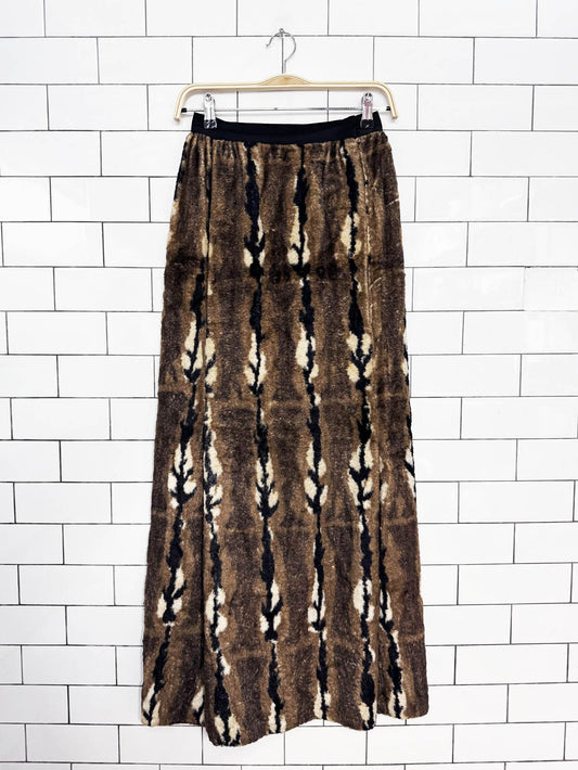 vintage 70s dynasty faux fur maxi skirt | talon zipper