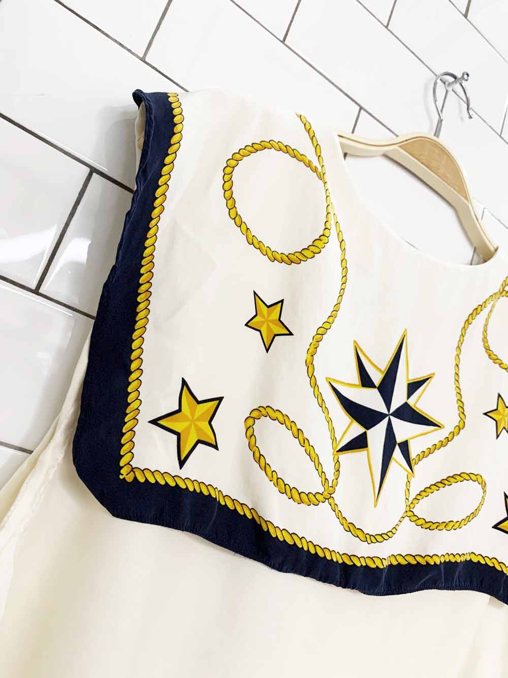 vintage 90s ann taylor 100% silk sailor full button sleeveless blouse | rework