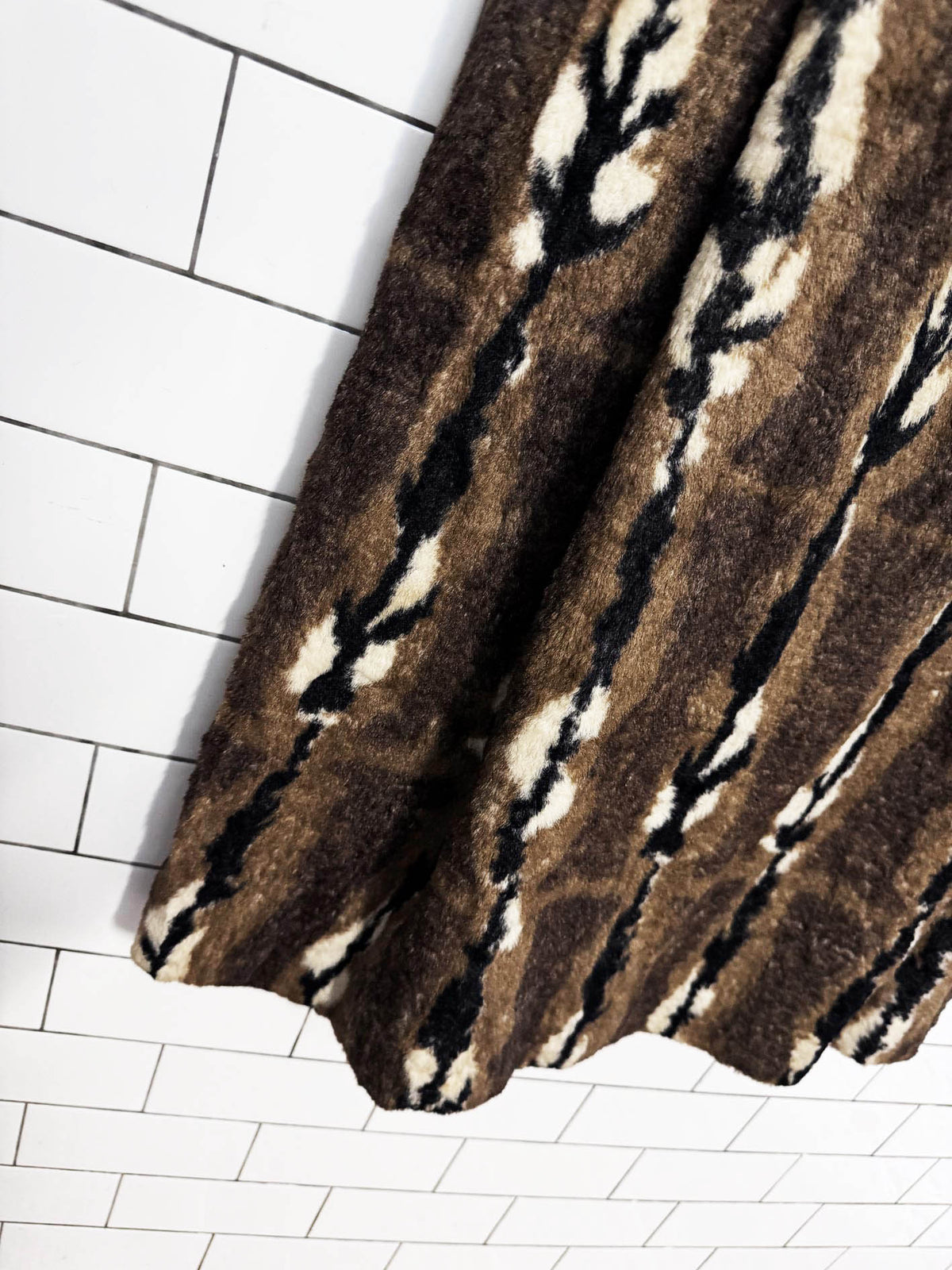 vintage 70s dynasty faux fur maxi skirt | talon zipper