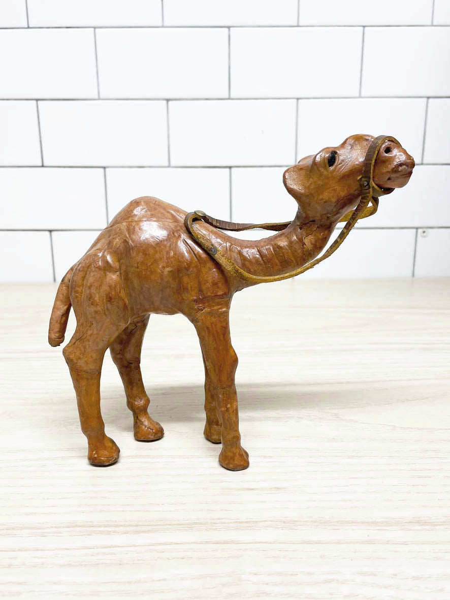 vintage leather wrapped handmade camel with glass eyes