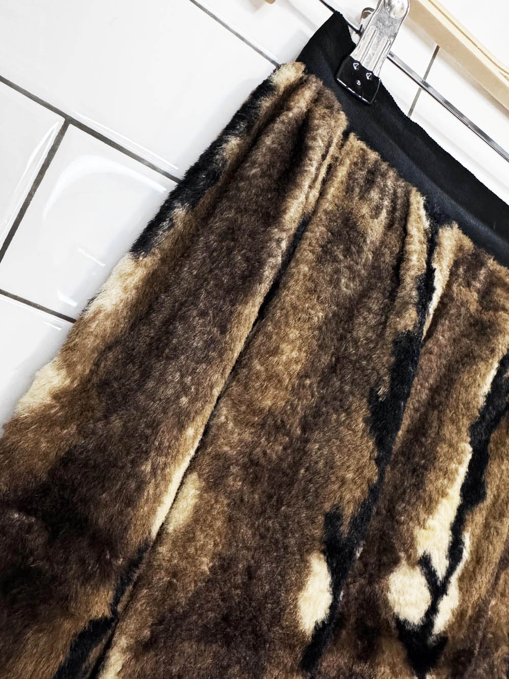vintage 70s dynasty faux fur maxi skirt | talon zipper