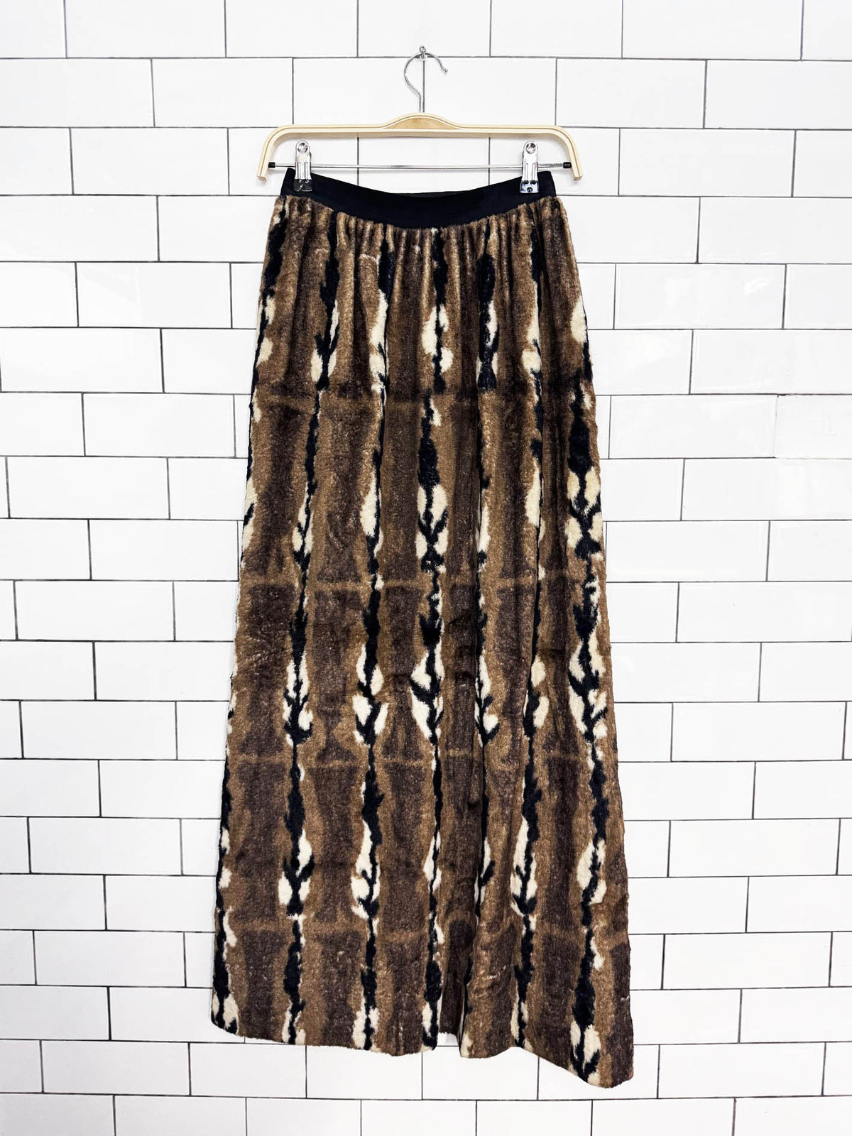 vintage 70s dynasty faux fur maxi skirt | talon zipper