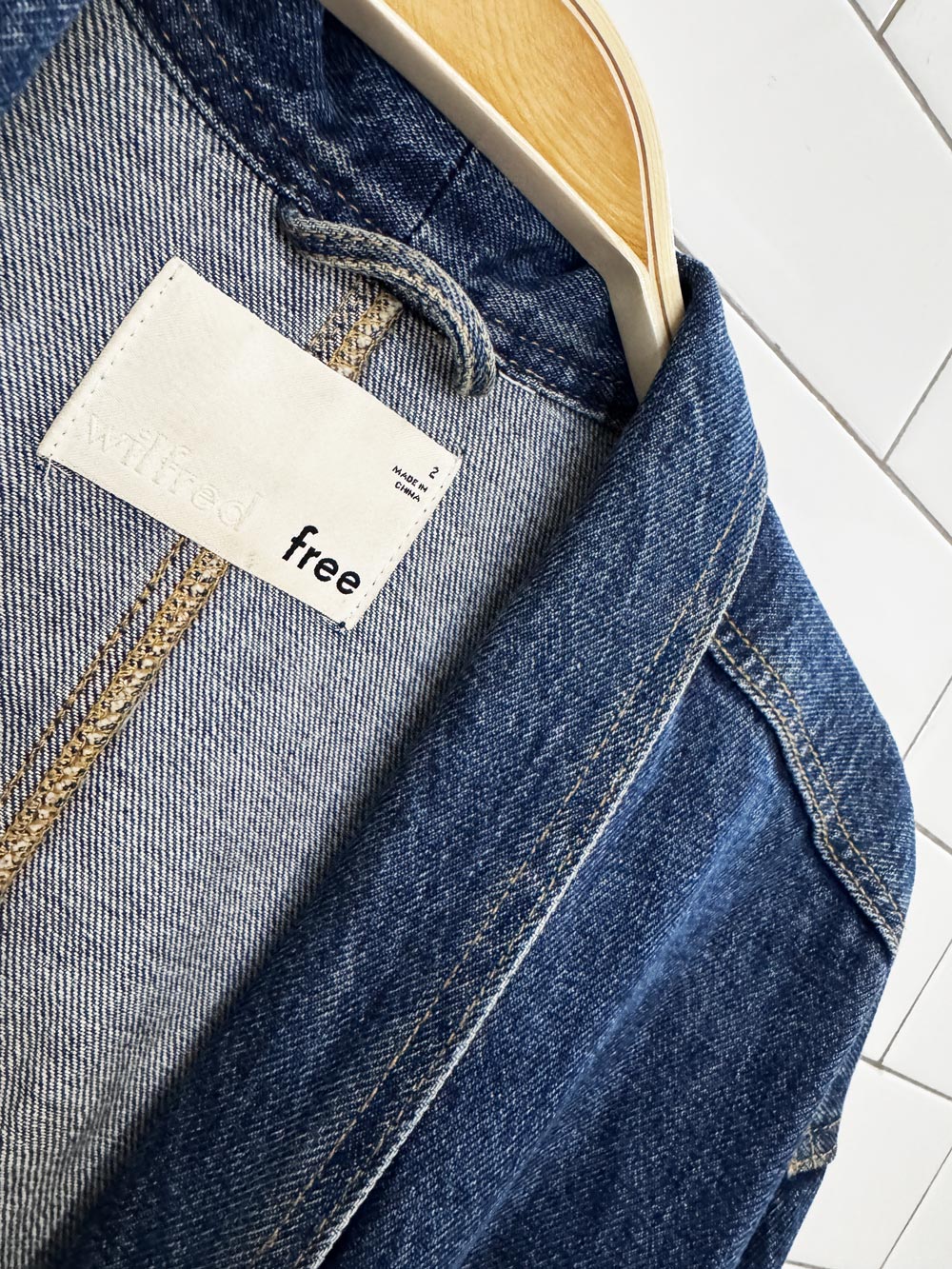wilfred free colpa denim belted long jacket | aritzia