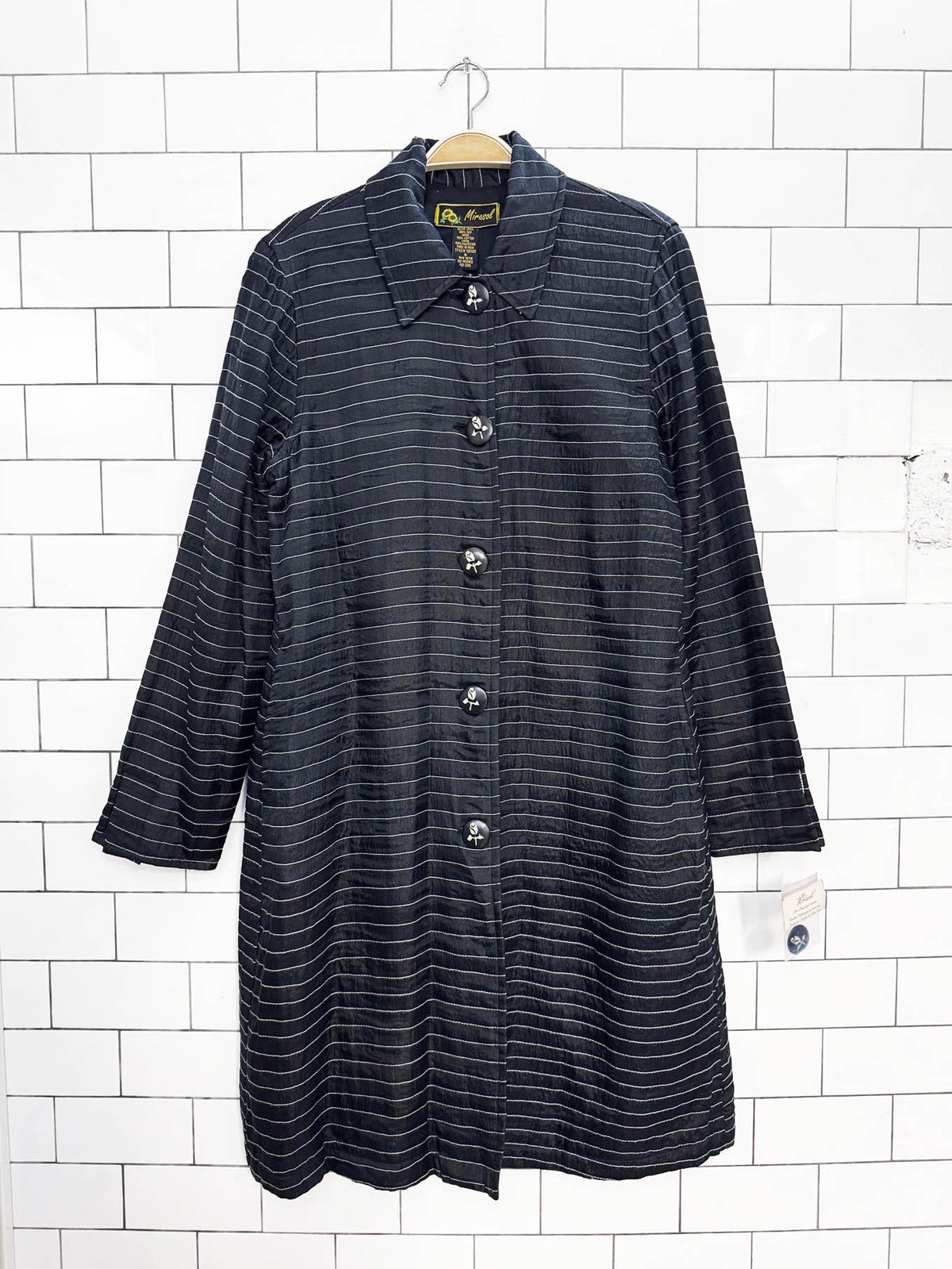 nwt vintage 00s mirasol 100% silk quilted long jacket