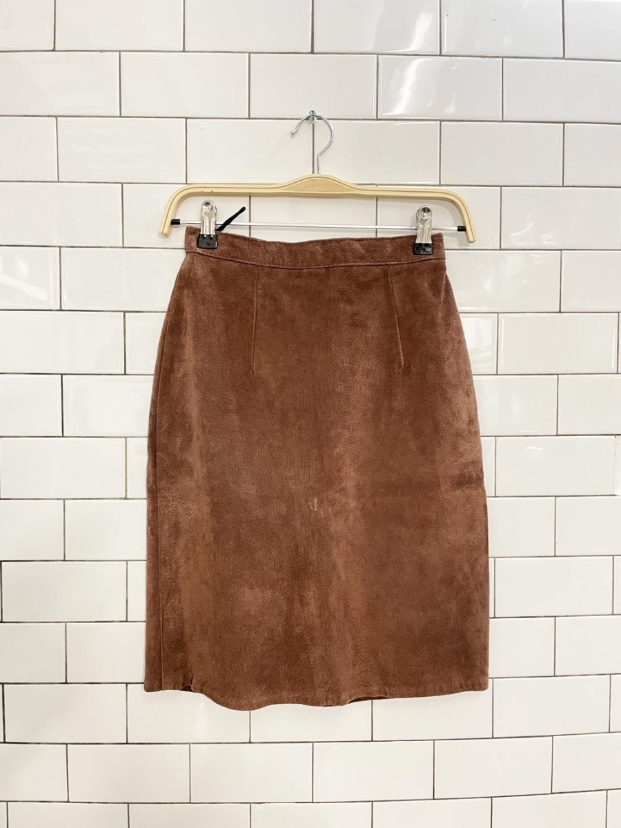 vintage suede high rise mini skirt - good market thrift store