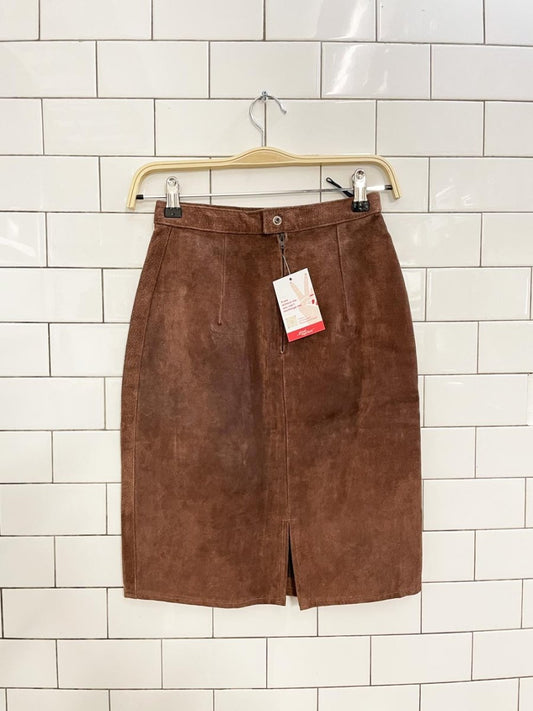 vintage suede high rise mini skirt - good market thrift store