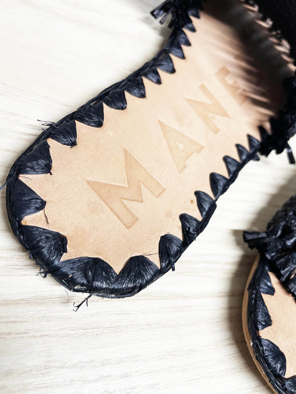 manebi woven raffia fringe slip on sandal | made in india