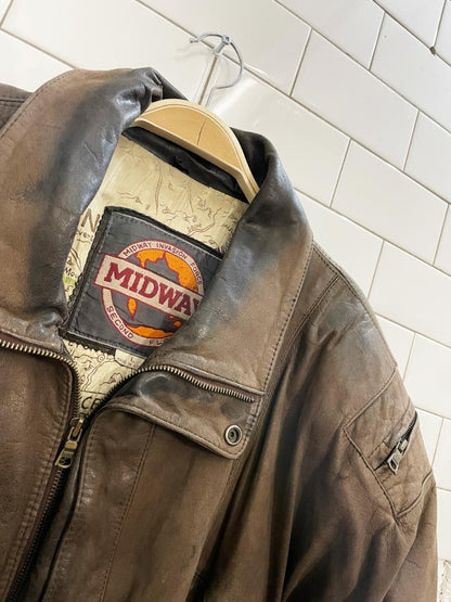 vintage midway invasion force leather bomber jacket - good market thrift store