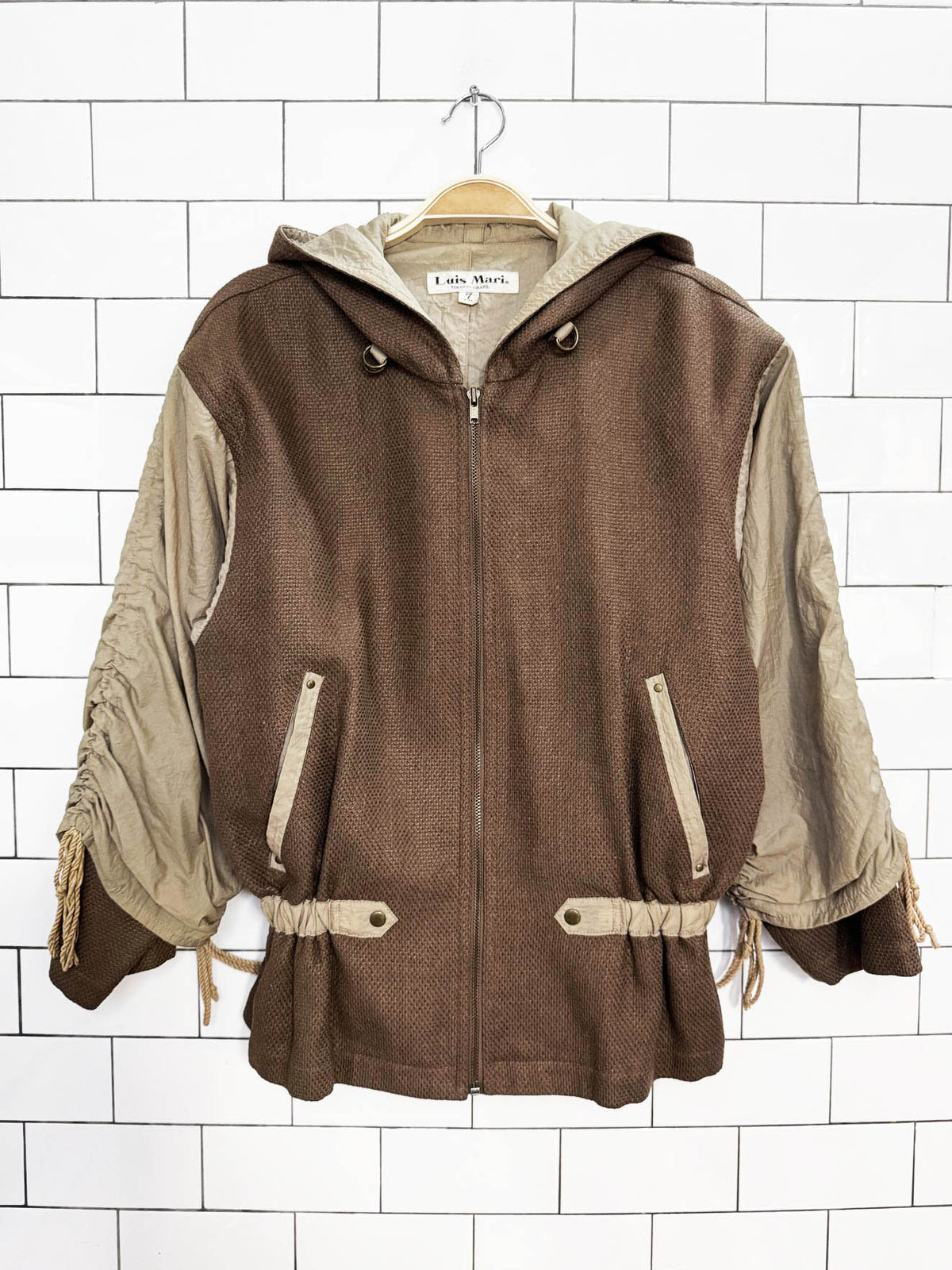vintage luis mari wool-blend nylon ruched hooded jacket | tokyo | cote d'azur | nice