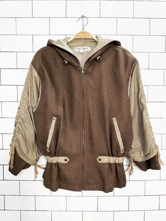 vintage luis mari wool-blend nylon ruched hooded jacket | tokyo | cote d'azur | nice