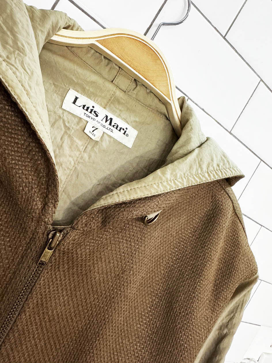vintage luis mari wool-blend nylon ruched hooded jacket | tokyo | cote d'azur | nice