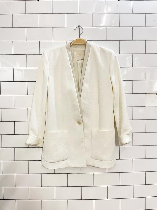 maje crepe jacket with leather trim - good market thrift store