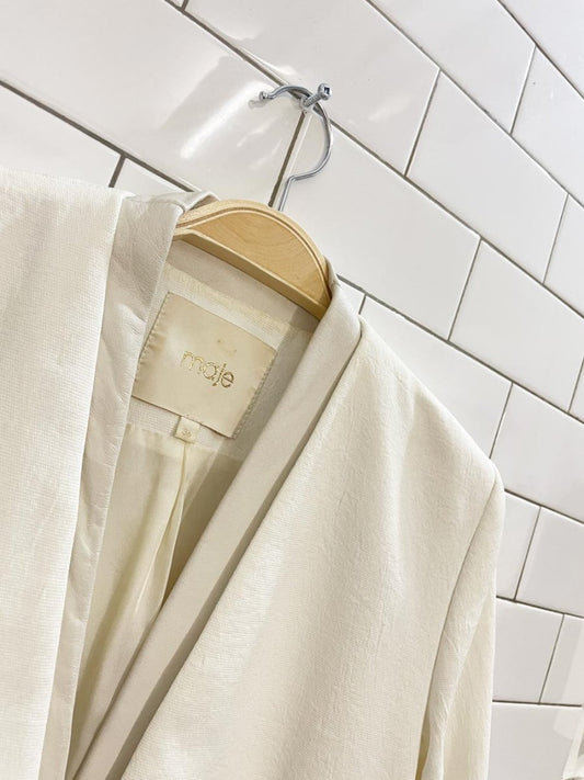 maje crepe jacket with leather trim - good market thrift store