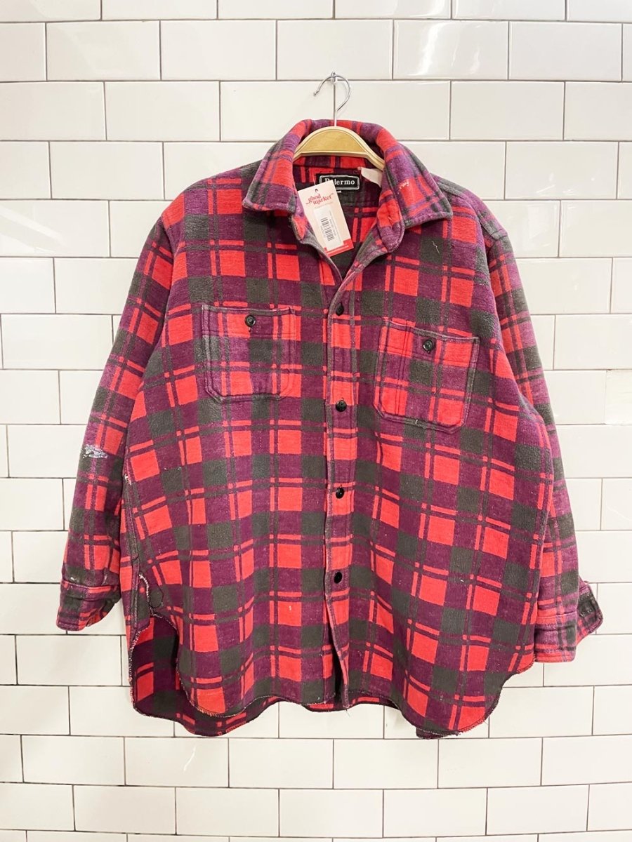 vintage 70s palermo buffalo plaid flannel shirt - good market thrift store