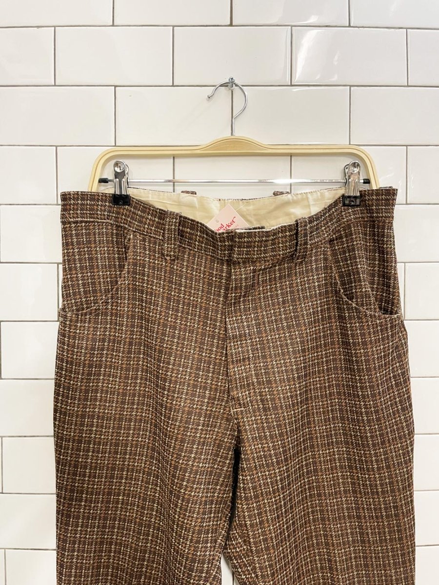 vintage 70s plaid flare leg knit trouser - good market thrift store