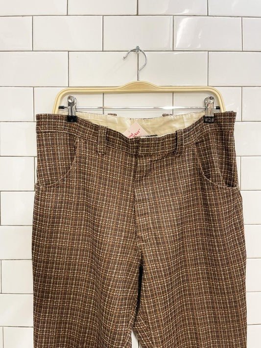vintage 70s plaid flare leg knit trouser - good market thrift store