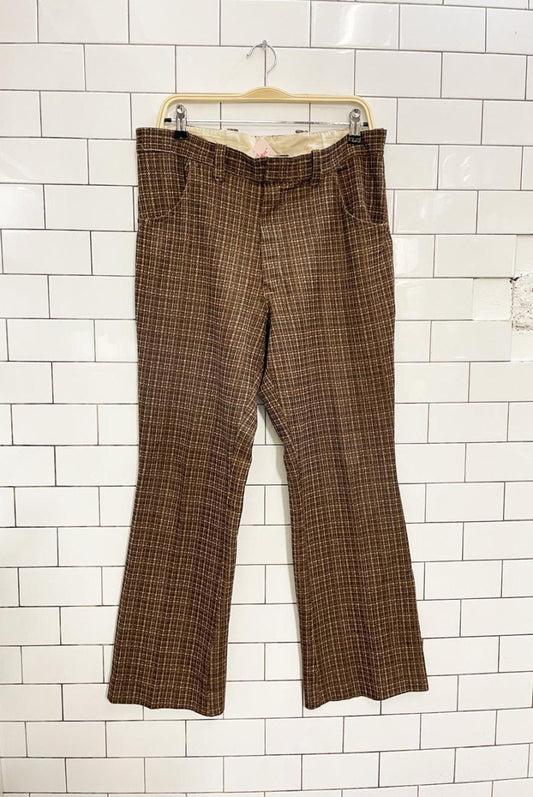 vintage 70s plaid flare leg knit trouser - good market thrift store