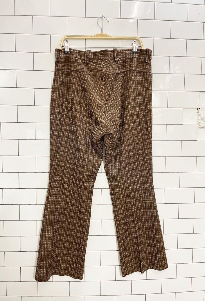 vintage 70s plaid flare leg knit trouser - good market thrift store