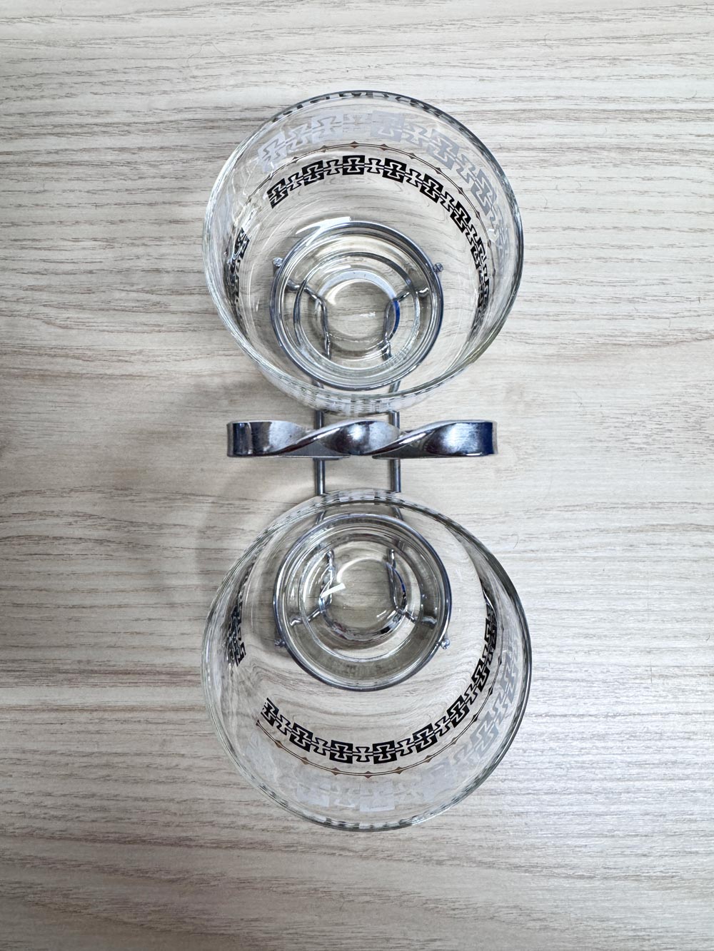vintage libbey mcm x2 rock glass set | condiments | chrome caddy