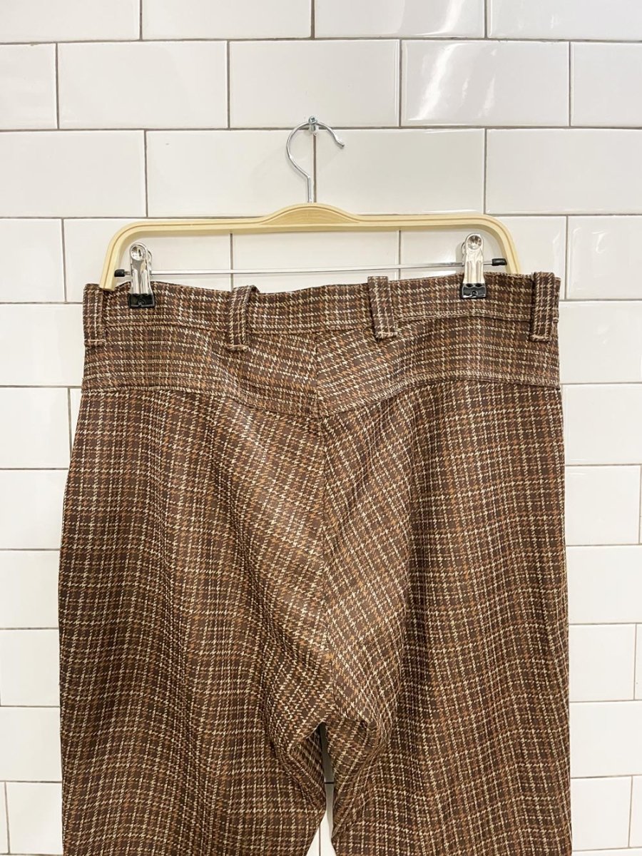 vintage 70s plaid flare leg knit trouser - good market thrift store