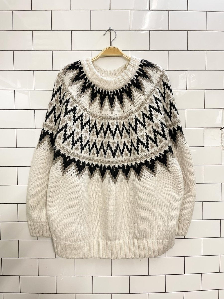 h&m fair isle wool - blend chunky knit sweater - good market thrift store