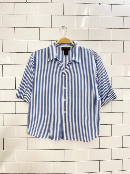 ralph lauren blue stripe fitted shirt - good market thrift store