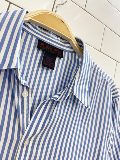 ralph lauren blue stripe fitted shirt - good market thrift store