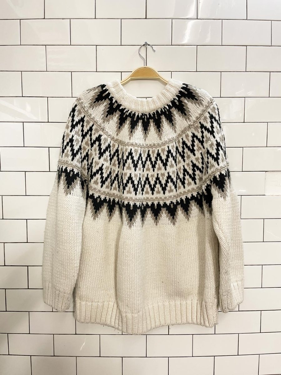 h&m fair isle wool - blend chunky knit sweater - good market thrift store