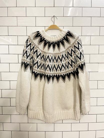 h&m fair isle wool - blend chunky knit sweater - good market thrift store