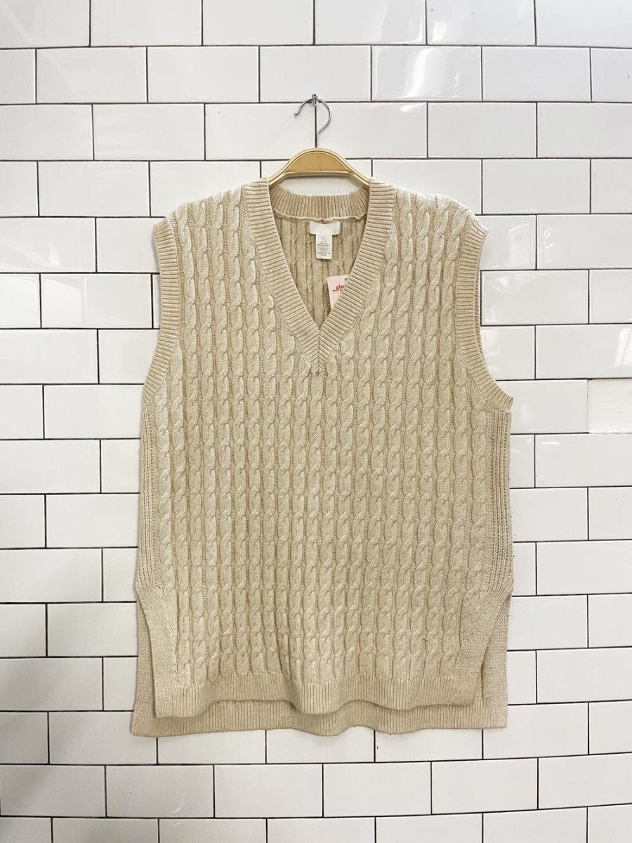 h&m oversized wool - blend cable knit vest - good market thrift store