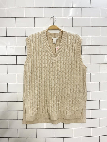 h&m oversized wool - blend cable knit vest - good market thrift store