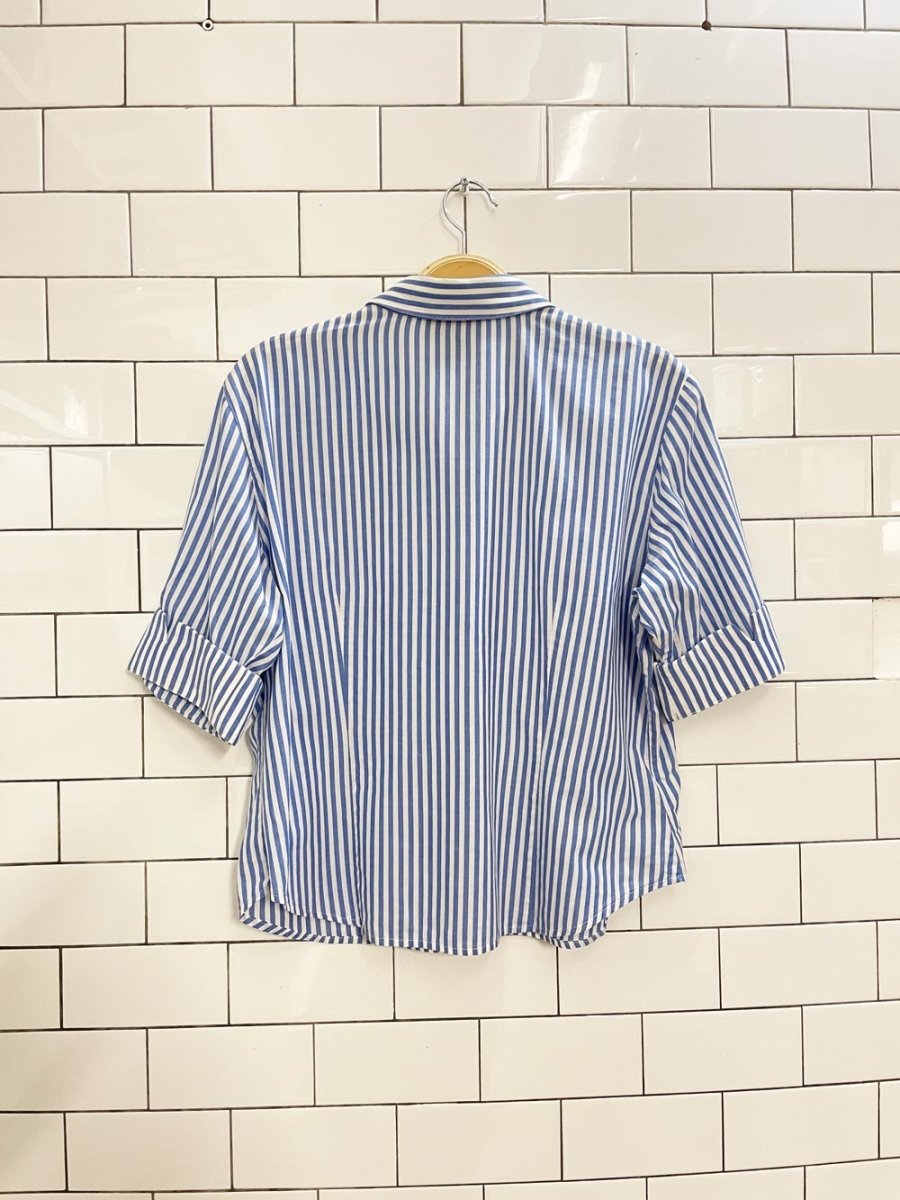 ralph lauren blue stripe fitted shirt - good market thrift store