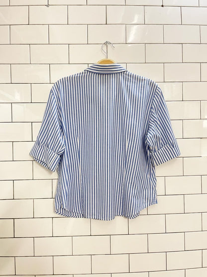 ralph lauren blue stripe fitted shirt - good market thrift store