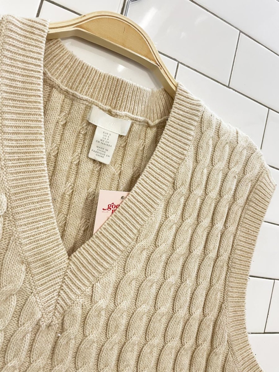 h&m oversized wool - blend cable knit vest - good market thrift store