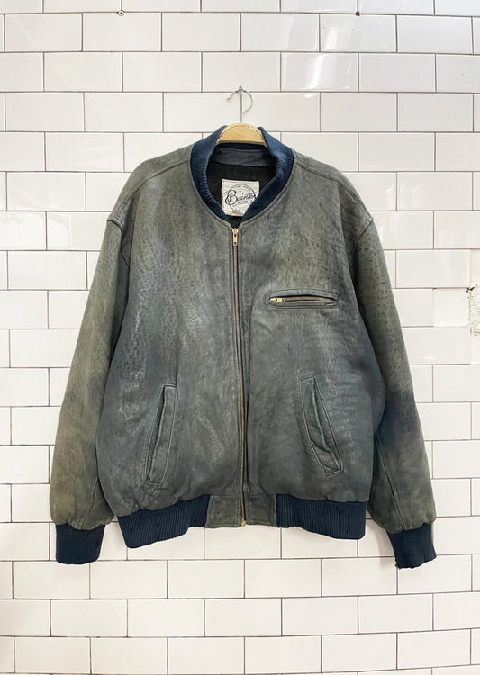 vintage bainton old mill faded leather bomber jacket - good market thrift store