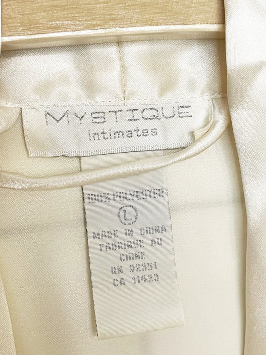 vintage 90s mystique intimates chiffon lace sleeve belted satin robe