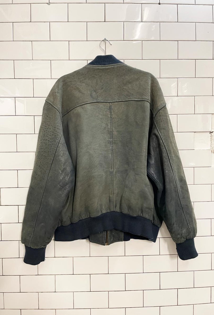 vintage bainton old mill faded leather bomber jacket - good market thrift store