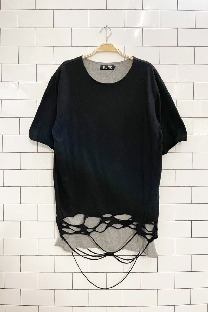 kdnk distressed hem layered tee - good market thrift store