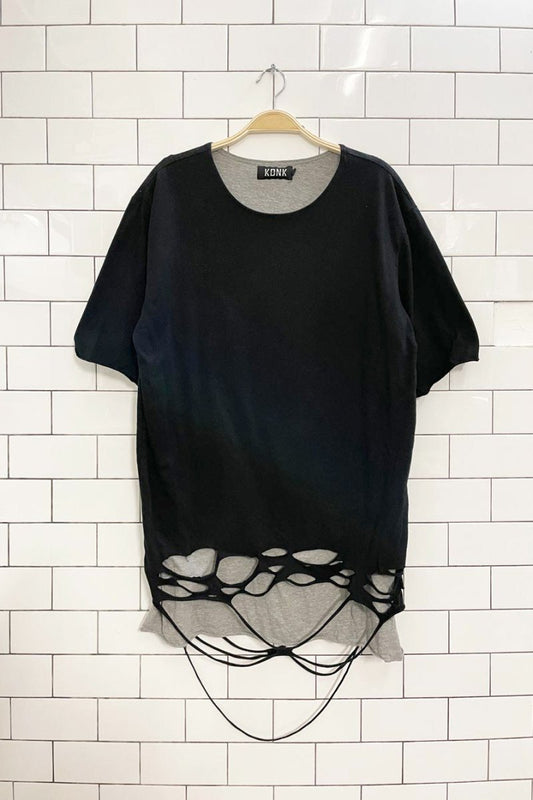 kdnk distressed hem layered tee - good market thrift store