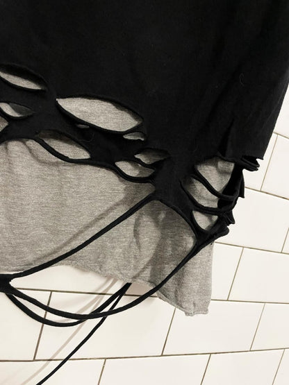 kdnk distressed hem layered tee - good market thrift store