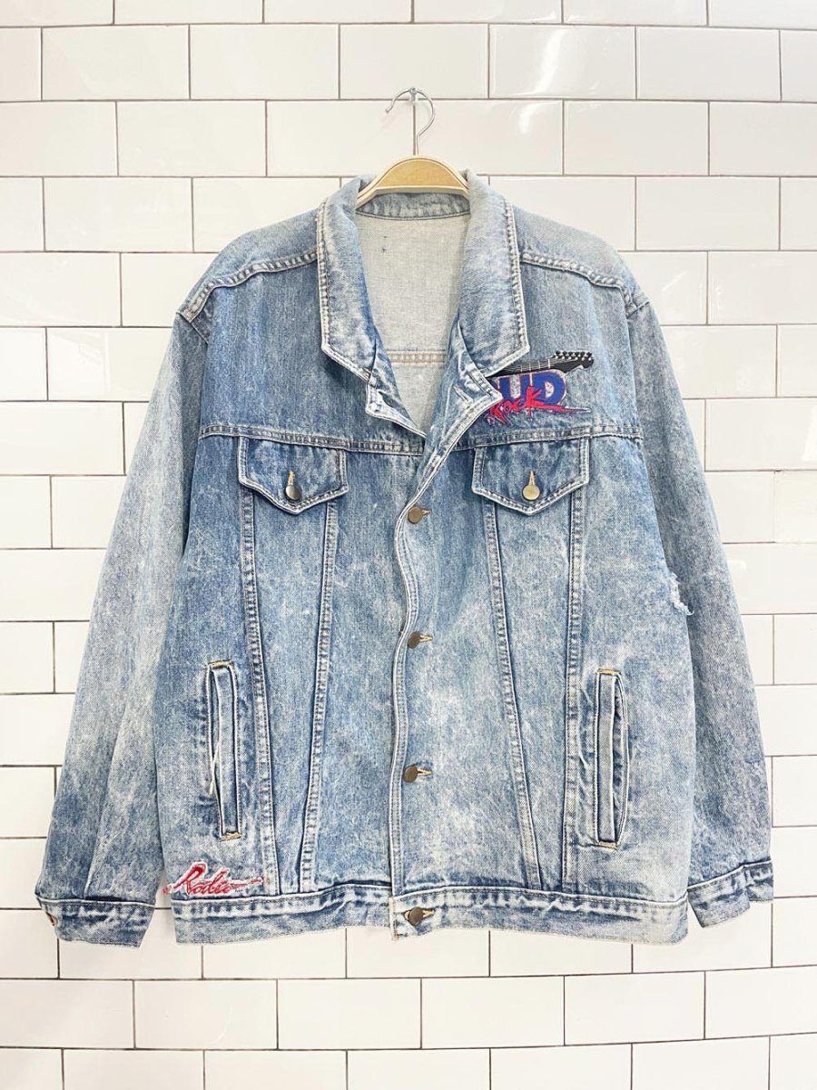 vintage 80s bud rock rodeo oversized denim trucker jacket | made in Canada - good market thrift store