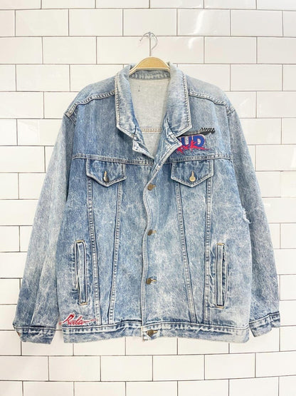 vintage 80s bud rock rodeo oversized denim trucker jacket | made in Canada - good market thrift store