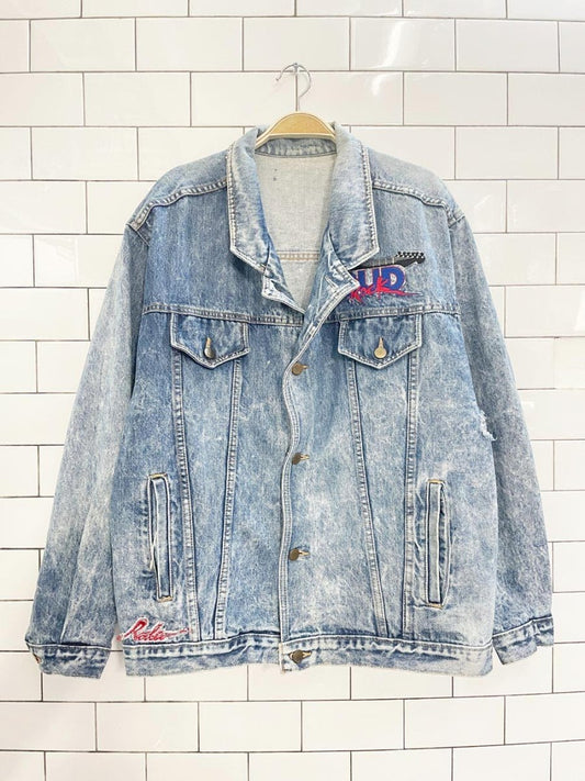 vintage 80s bud rock rodeo oversized denim trucker jacket | made in Canada - good market thrift store