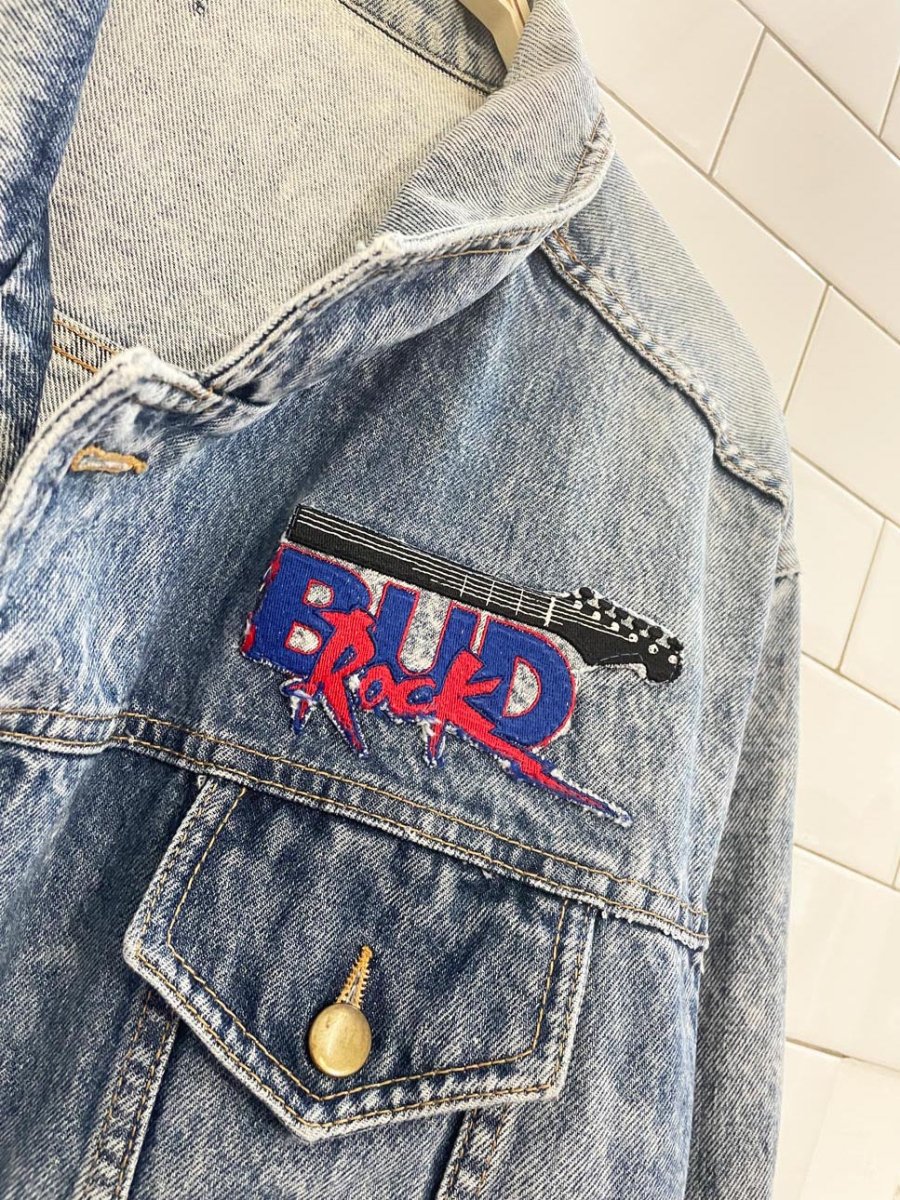 vintage 80s bud rock rodeo oversized denim trucker jacket | made in Canada - good market thrift store