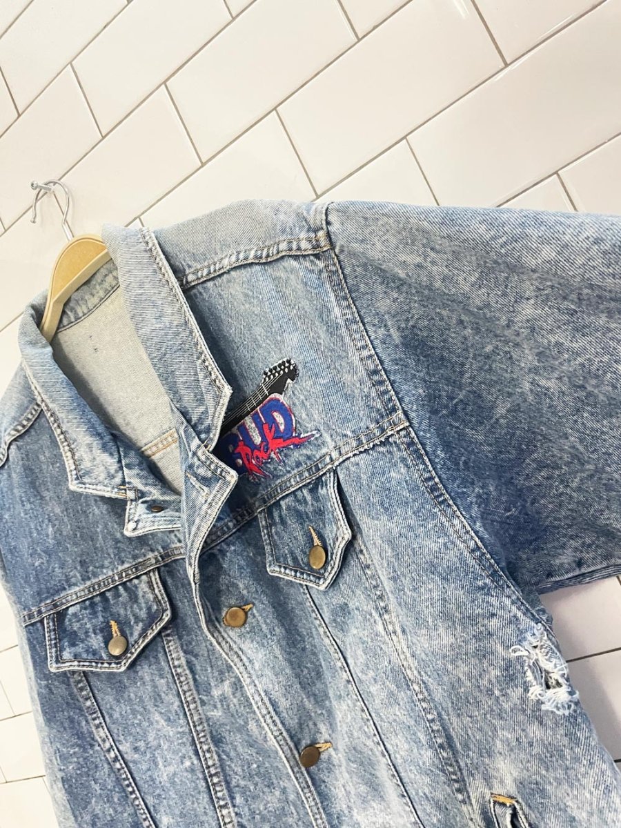 vintage 80s bud rock rodeo oversized denim trucker jacket | made in Canada - good market thrift store
